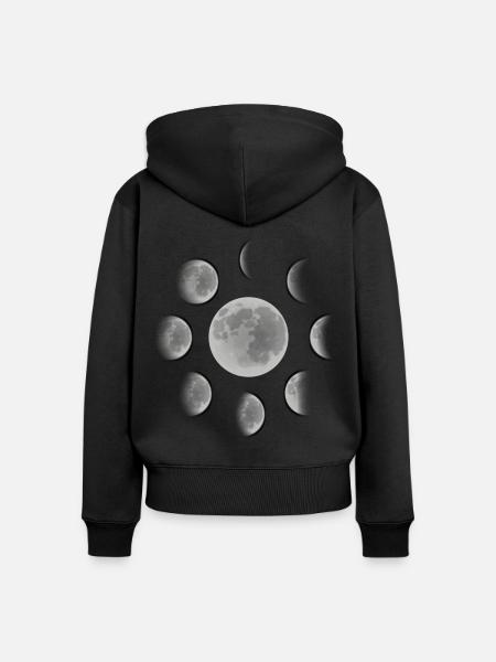 Monde Vollmond Halbmond - Frauen Premium Bio Zip Hoodie - Schwarz