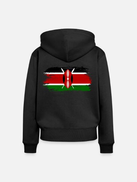 Kenia Fahne Flagge - Frauen Premium Bio Zip Hoodie - Schwarz