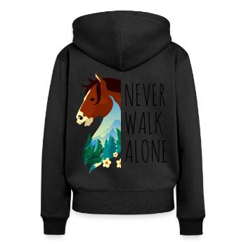 Never Walk Alone - Riding Club Horses Saying - Women's Premium Organic Zip Hoodie - black - Back - Julia (174cm)