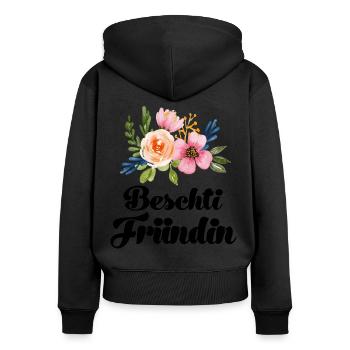 Beschti Fründin beste Freundin Schweizerdeutsch - Frauen Premium Bio Zip Hoodie - Schwarz - Hinten - Julia (174cm)