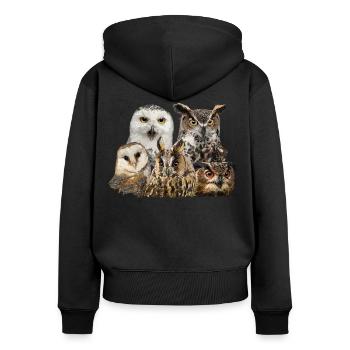 Owls - Women's Premium Organic Zip Hoodie - black - Back - Julia (174cm)