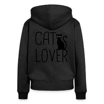 Amoureux des chats - Sweat à capuche zippé Premium bio Femme - noir - Dos - Julia (174cm)