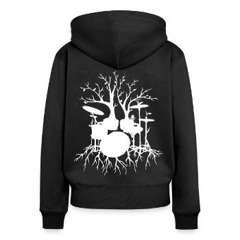 Live the Beat Drum T-Shirt, Drummer Gift for Music - Frauen Premium Bio Zip Hoodie - Schwarz - Hinten - Julia (174cm)