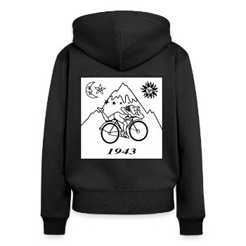 Albert Hofmann LSD 1943 Schwarz & Weiß - Frauen Premium Bio Zip Hoodie - Schwarz - Hinten - Julia (174cm)