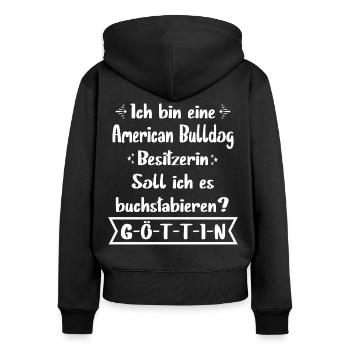 American Bulldog Tshirt - American Bulldog Hund - Frauen Premium Bio Zip Hoodie - Schwarz - Hinten - Julia (174cm)