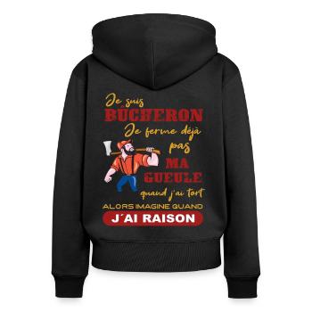 Je suis Bûcheron Forestier Homme solide Cadeau - Sweat à capuche zippé Premium bio Femme - noir - Dos - Julia (174cm)