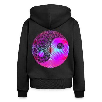 Psytrance Goa Trance Gift Shirt DJ Ladies - Women's Premium Organic Zip Hoodie - black - Back - Julia (174cm)