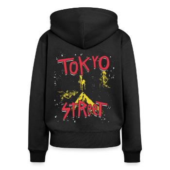 Travel To Tokyo 80s Retro Vintage - Frauen Premium Bio Zip Hoodie - Schwarz - Hinten - Julia (174cm)