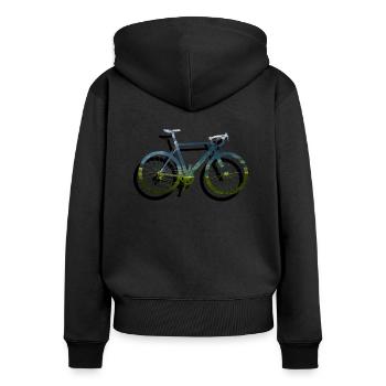 Rennrad Fahrrad Fahrer Geschenk Rennsport Trikot - Frauen Premium Bio Zip Hoodie - Schwarz - Hinten - Julia (174cm)