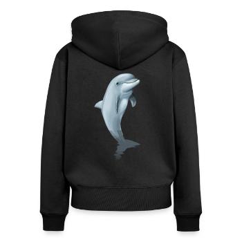 Dolphin dolphin mammal ocean sea shirt gift - Women's Premium Organic Zip Hoodie - black - Back - Julia (174cm)