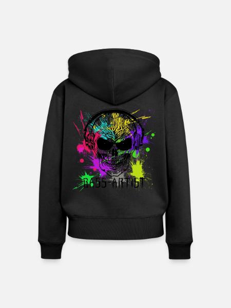 Skull Bass Artist Techno Splash - Women's Premium Organic Zip Hoodie - black