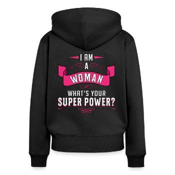 Weltfrauentag Frauentag Frauenpower Geschenkidee - Frauen Premium Bio Zip Hoodie - Schwarz - Hinten - Julia (174cm)