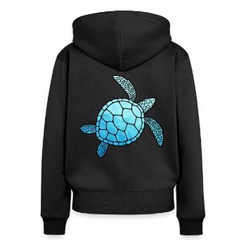 Schildkröte Turtle Geschenkidee Schildkröten Meer - Frauen Premium Bio Zip Hoodie - Schwarz - Hinten - Julia (174cm)