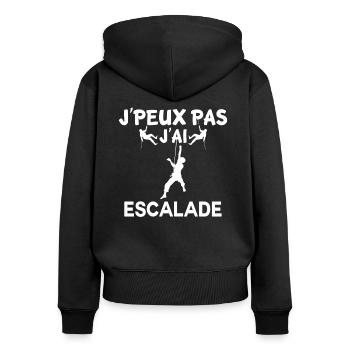 J'peux pas j'ai escalade - Sweat à capuche zippé Premium bio Femme - noir - Dos - Julia (174cm)