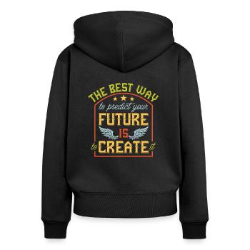 Proverbes - Sweat à capuche zippé Premium bio Femme - noir - Dos - Julia (174cm)