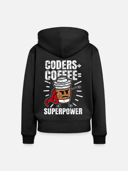 Programmierer Kaffee Nerd geek - Frauen Premium Bio Zip Hoodie - Schwarz