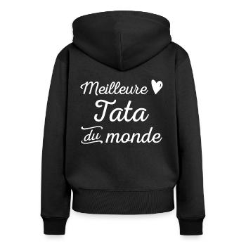 meilleure tata du monde t shirt - Sweat à capuche zippé Premium bio Femme - noir - Dos - Julia (174cm)