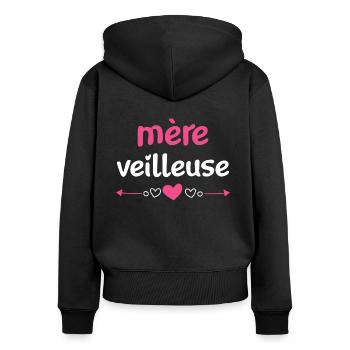 Mère-veilleuse cadeau - Sweat à capuche zippé Premium bio Femme - noir - Dos - Julia (174cm)