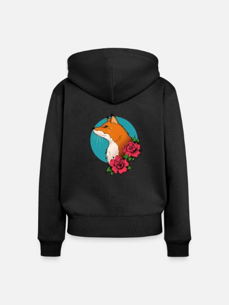 Fox - Frauen Premium Bio Zip Hoodie - Schwarz