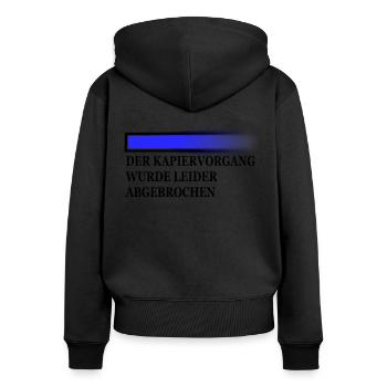 kapiervorgang schwarz - Frauen Premium Bio Zip Hoodie - Schwarz - Hinten - Julia (174cm)