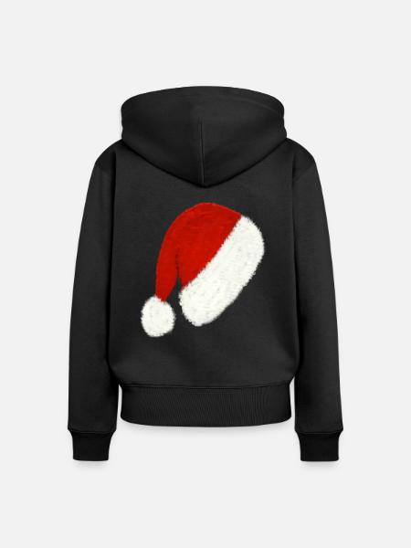 Weihnachtsmütze - Frauen Premium Bio Zip Hoodie - Schwarz