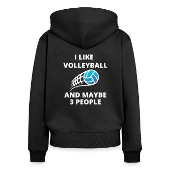 I Like Volleyball and maybe 3 poeple - Frauen Premium Bio Zip Hoodie - Schwarz - Hinten - Julia (174cm)