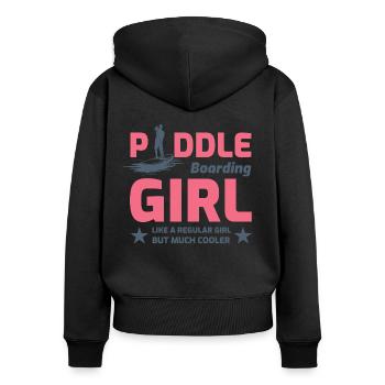 Paddleboarding Girl Paddleboard Paddel - Frauen Premium Bio Zip Hoodie - Schwarz - Hinten - Julia (174cm)