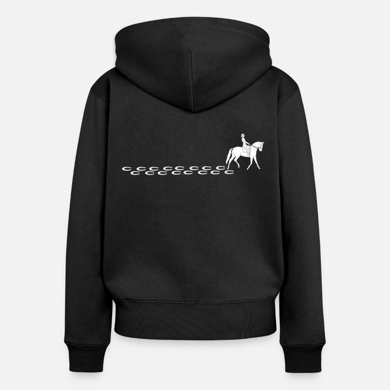 Idée cadeau équitation cheval motif propriétaire de cheval - Sweat à capuche zippé Premium bio Femme - noir