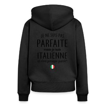 Je suis Italienne - Sweat à capuche zippé Premium bio Femme - noir - Dos - Julia (174cm)