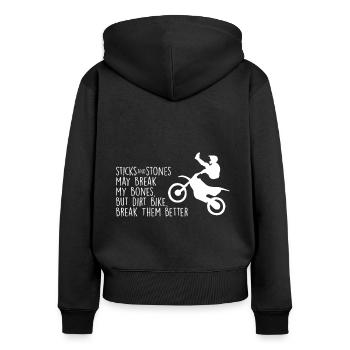 Motocross stick motocross tshirt - Frauen Premium Bio Zip Hoodie - Schwarz - Hinten - Julia (174cm)
