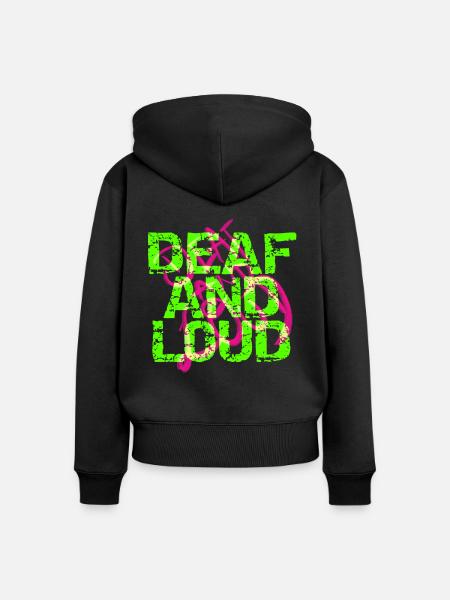 Taub und laut - Frauen Premium Bio Zip Hoodie - Schwarz