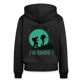 J'ai rando - Sweat à capuche zippé Premium bio Femme - noir - Dos - Julia (174cm)
