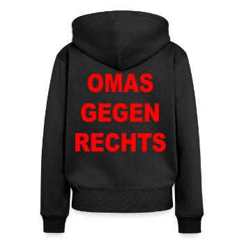 omas gegen rechts - Frauen Premium Bio Zip Hoodie - Schwarz - Hinten - Julia (174cm)