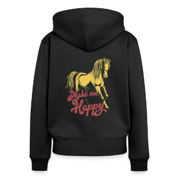 Cheval à cheval - Sweat à capuche zippé Premium bio Femme - noir - Dos - Julia (174cm)