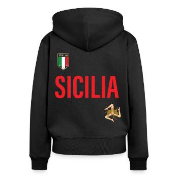 Maillot Sicile - Sweat à capuche zippé Premium bio Femme - noir - Dos - Julia (174cm)
