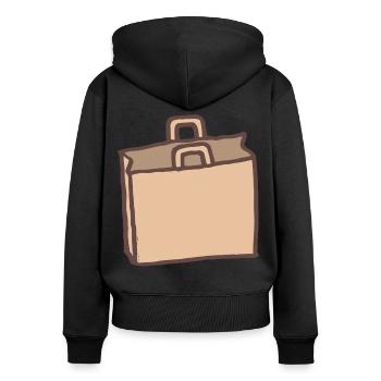 Shopping - sac - environnement - Sweat à capuche zippé Premium bio Femme - noir - Dos - Julia (174cm)