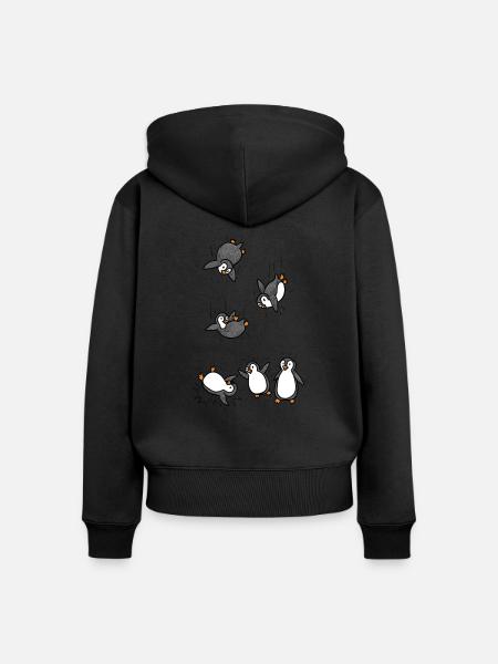 Pinguin - Frauen Premium Bio Zip Hoodie - Schwarz