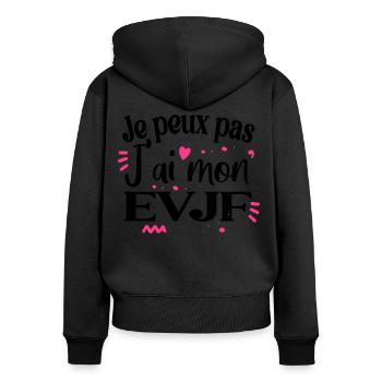 EVJF Enterrement de vie de jeune fille mariée - Sweat à capuche zippé Premium bio Femme - noir - Dos - Julia (174cm)