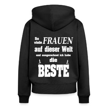 Beste Frau der Welt Geschenkidee - Frauen Premium Bio Zip Hoodie - Schwarz - Hinten - Julia (174cm)