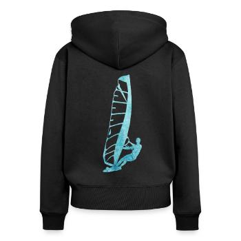 planche à voile - Sweat à capuche zippé Premium bio Femme - noir - Dos - Julia (174cm)