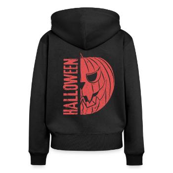 Halloween - Frauen Premium Bio Zip Hoodie - Schwarz - Hinten - Julia (174cm)