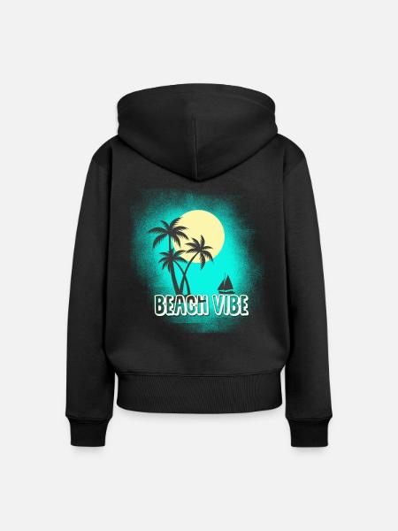 Strand - Frauen Premium Bio Zip Hoodie - Schwarz