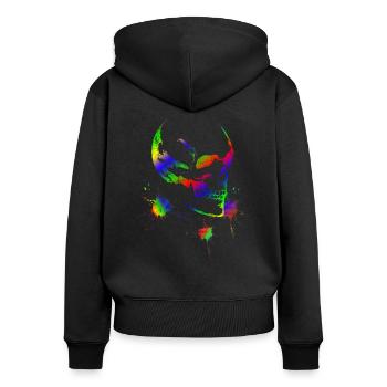 Totenkopf - Frauen Premium Bio Zip Hoodie - Schwarz - Hinten - Julia (174cm)