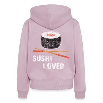 manger - Sweat à capuche zippé Premium bio Femme - rose poudré - Dos - Julia (174cm)