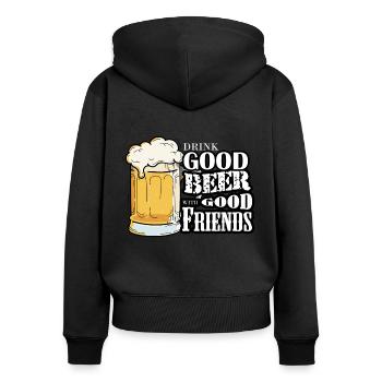 bière - Sweat à capuche zippé Premium bio Femme - noir - Dos - Julia (174cm)