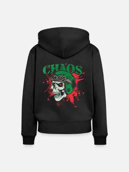 Totenkopf - Frauen Premium Bio Zip Hoodie - Schwarz