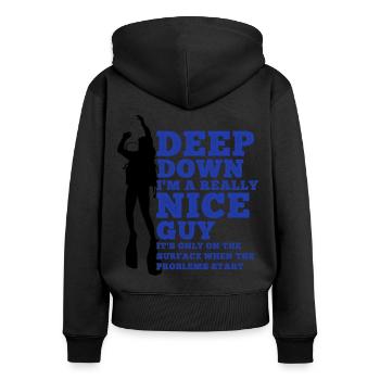 Taucher Lustiger Spruch Tauchen Versaut Geschenk - Frauen Premium Bio Zip Hoodie - Schwarz - Hinten - Julia (174cm)
