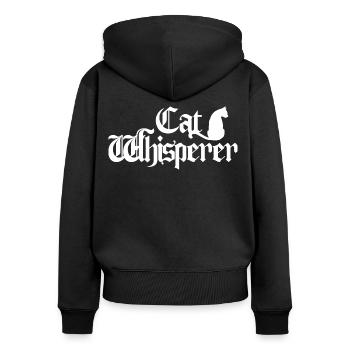 CAT WHISPERER - Women's Premium Organic Zip Hoodie - black - Back - Julia (174cm)