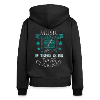 Bassklarinette Geschenk - Frauen Premium Bio Zip Hoodie - Schwarz - Hinten - Julia (174cm)