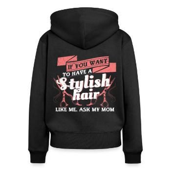 Mutter Tochter Friseur - Frauen Premium Bio Zip Hoodie - Schwarz - Hinten - Julia (174cm)